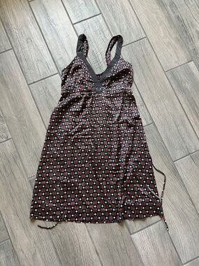 Women's Black & Red Printed Mini Dress with V-Neck